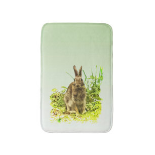 Tapis De Bain Cuisine lapin lapin lapin vert herbe mat Brown
