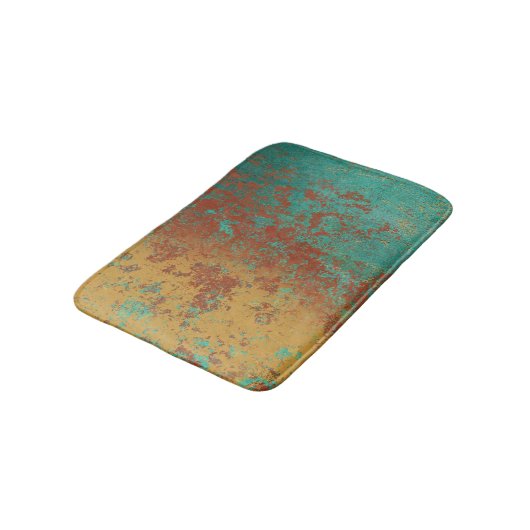 Tapis De Bain Cuivre Turquoise Bleu Orange Texture Brown (Angle)