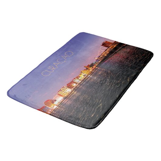 Tapis De Bain Curaçao at Night avec texte (personnalisable) (Angle)