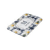 Tapis De Bain Custom Navy Gingham Daisy Monogram (Angle)
