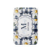 Tapis De Bain Custom Navy Gingham Daisy Monogram (Devant (Vertical))