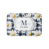 Tapis De Bain Custom Navy Gingham Daisy Monogram (Devant)