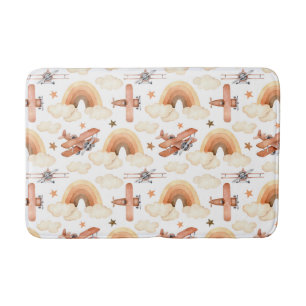 Tapis De Bain Cute aquarelle Rainbow Motif d'avion
