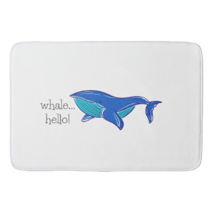 Tapis De Bain Cute baleine Bonjour Blue Bath Mat