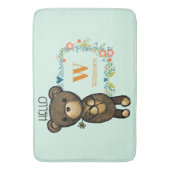 Tapis De Bain Cute Bear, Yellow Flower & Floral Wreath Monogram (devant Vertical)