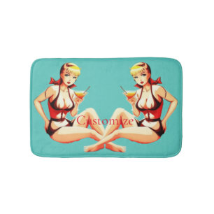 Tapis De Bain Cute Blonde Martini Bikini Girl Thunder_Cove