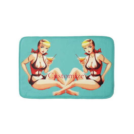 Tapis De Bain Cute Blonde Martini Bikini Girl Thunder_Cove (Devant)