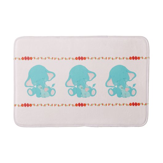Tapis De Bain Cute Blue Elephant Kids Baby Nursery (Devant)