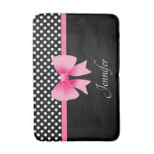Tapis De Bain Cute Bow Rose Noir Et Blanc Pois (Devant (Vertical))