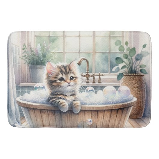 Tapis De Bain Cute Bubbly Kitten Temps de bain (Devant)