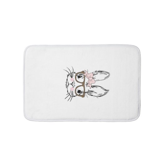 Tapis De Bain Cute Bunny Face Shirt Leopard Print Glasses EASTER (Devant)