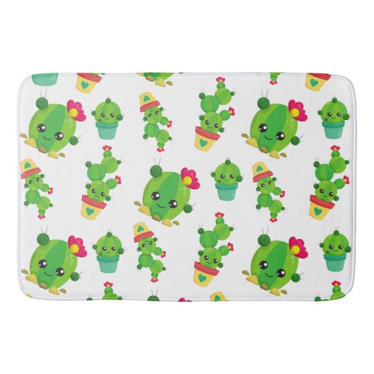 Tapis De Bain Cute Cactus, Green Cactus, Motif Cactus (Devant)