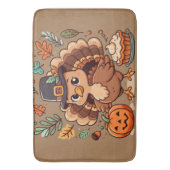 Tapis De Bain Cute caricature Thanksgiving dinde et citrouille (devant Vertical)
