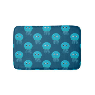 Tapis De Bain Cute Cartoon Motif Méduse En Bleu Océan