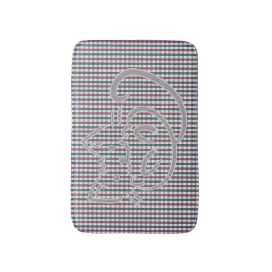 Tapis De Bain Cute Cat and Plaid Pattern (Devant (Vertical))