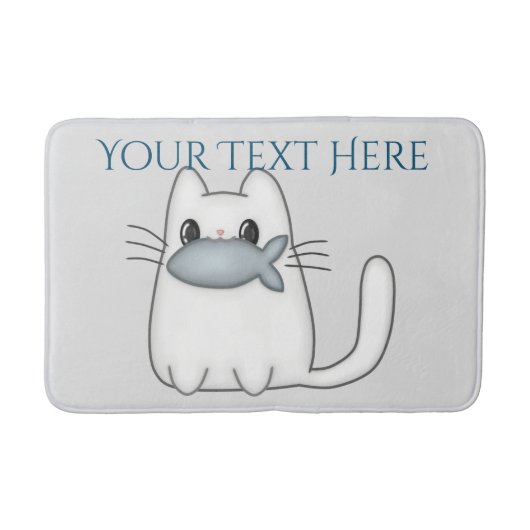 Tapis De Bain Cute chat avec poisson Prix (Devant)