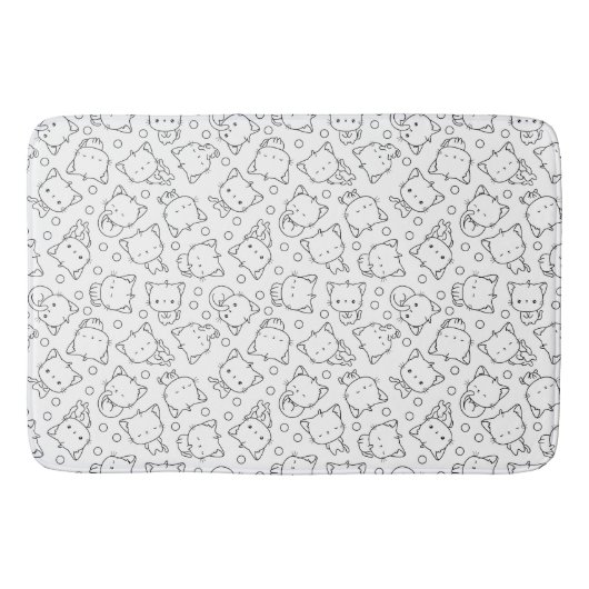 Tapis De Bain Cute chatons et pois noir et blanc (Devant)