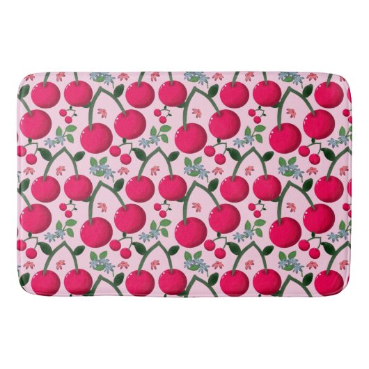Tapis De Bain Cute Cherry  Pattern, Glossy Kawaii Fruit (Devant)