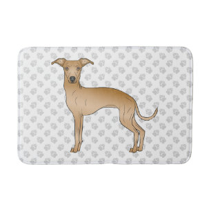 Tapis De Bain Cute Chien Grise Italien Faune Avec Motif Paw