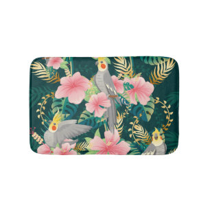 Tapis De Bain Cute Cockatiel Parrot Motif Vintage