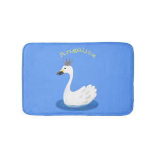 Tapis De Bain Cute cygne blanc avec dessin de la couronne