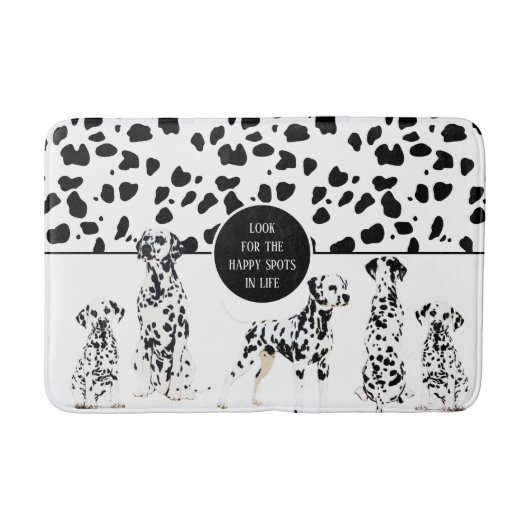 Tapis De Bain Cute Dalmatiens Noir & Blanc Zones Joyeuses (Devant)