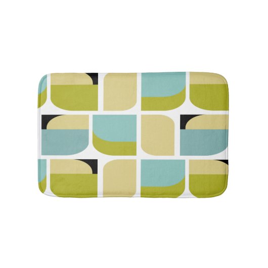 Tapis De Bain Cute Danois moderne Jaune et Turquoise géométrique (Devant)