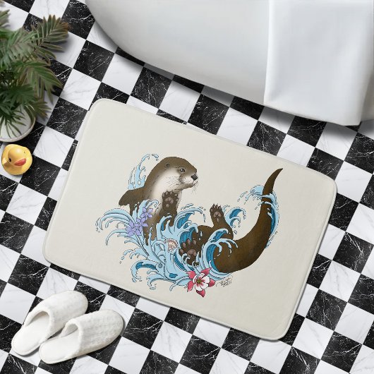 Tapis De Bain Cute d'eau de la rivière Otter
