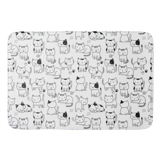 Tapis De Bain Cute Doodle Chats Motif Douche rideau (Devant)