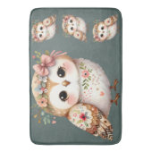 Tapis De Bain Cute Floral Owl with Bow (devant Vertical)