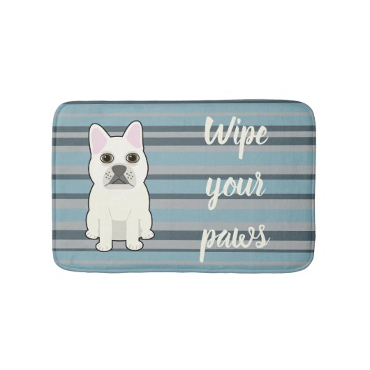Tapis De Bain Cute French Bulldog Blue Striped (Devant)