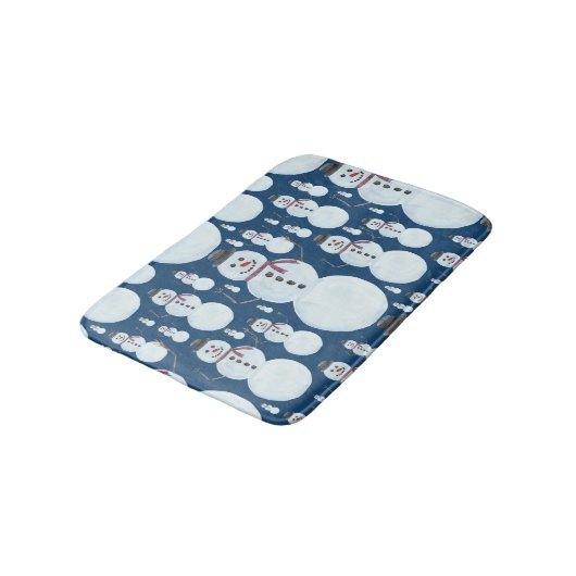 Tapis De Bain Cute Frosty Blue Snowman Motif d'aquarelle (Angle)