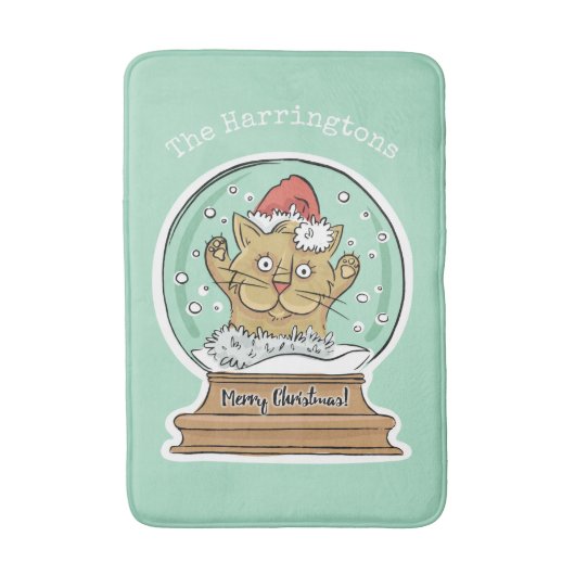 Tapis De Bain Cute Funny Christmas Chat sur mesure nom nattes de (Devant (Vertical))