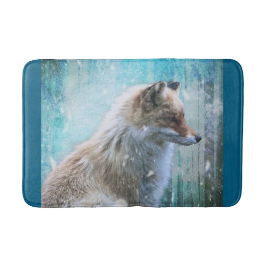 Tapis De Bain Cute Furry Fox sur Blue Grunge Arrière - plan (Devant)