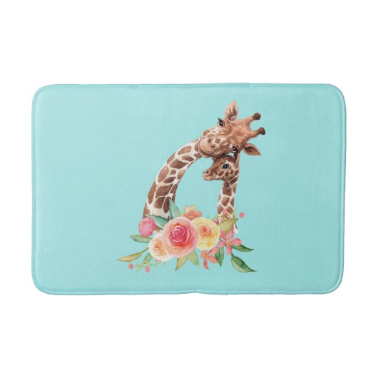 Tapis De Bain Cute Giraffe Aquarelle Maman & Bébé (Devant)