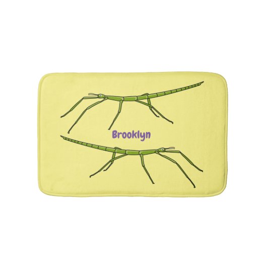 Tapis De Bain Cute green stick insects with happy faces cartoon (Devant)