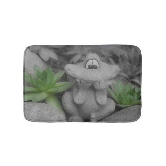 Tapis De Bain Cute Grenouille De Jardin Et Succulents (Devant)