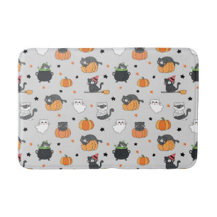 Tapis De Bain Cute Halloween Chats et Fantômes Motif