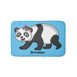 Tapis De Bain Cute happy panda bear with flower cartoon