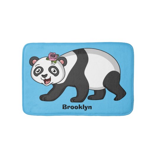 Tapis De Bain Cute happy panda bear with flower cartoon (Devant)