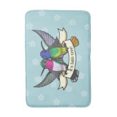 Tapis De Bain Cute Hummingbirds It's Bath Time! Ribbon Cartoon (Devant (Vertical))