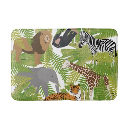 Tapis De Bain Cute Jungle Animaux Safari Garçon | Fille (Devant)