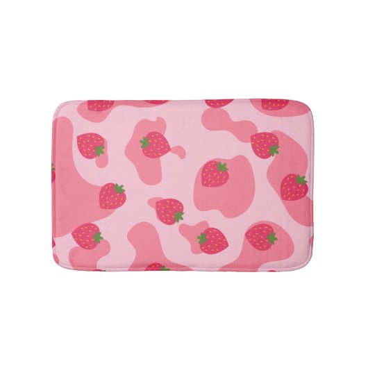 Tapis De Bain Cute Kawaii Motif de la vache fraise (Devant)