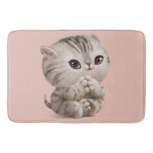 Tapis De Bain Cute Kitten Chat Kitty Chat Aquarelle rose moderne (Devant)