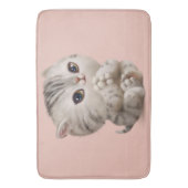 Tapis De Bain Cute Kitten Chat Kitty Chat Aquarelle rose moderne (devant Vertical)