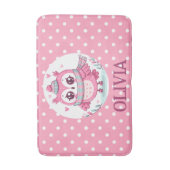 Tapis De Bain Cute Little Pink Owl et Pois (Devant (Vertical))