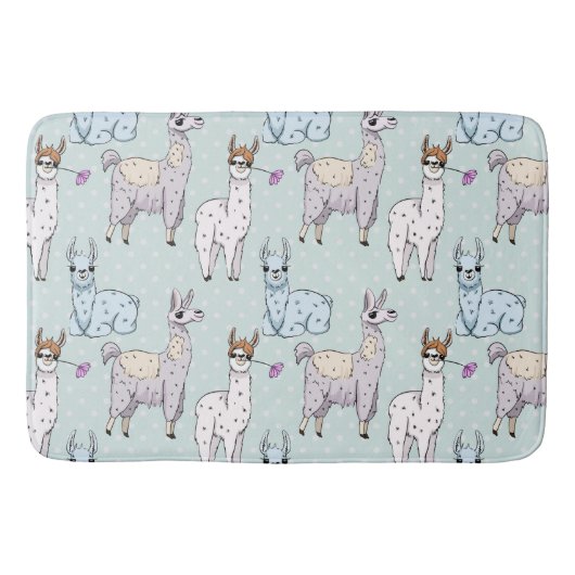 Tapis De Bain Cute Llama Motif Pois (Devant)