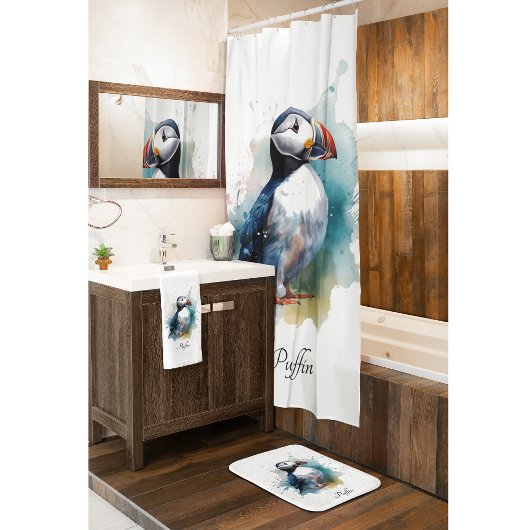 Tapis De Bain Cute macaron en bleu aquarelle