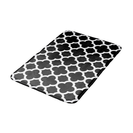 Tapis De Bain Cute Noir Blanc Rétro Chic Trellis Motif (Angle)