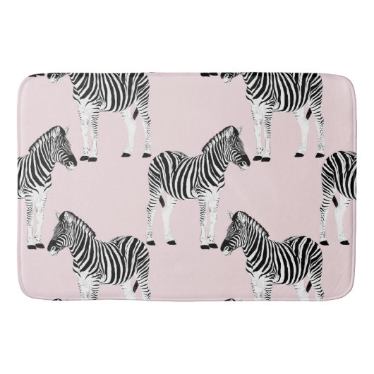 Tapis De Bain Cute Noir Blanc Zèbre Animal Rose Design (Devant)